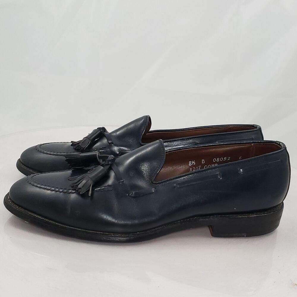 Allen Edmonds Grayson Shoes Men 8.5 B Blue Leather Tassel Loafers Dress USA